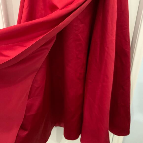 David’s Bridal Cranberry Red Strapless A Line Wrap Gathered Dress - Picture 14 of 14